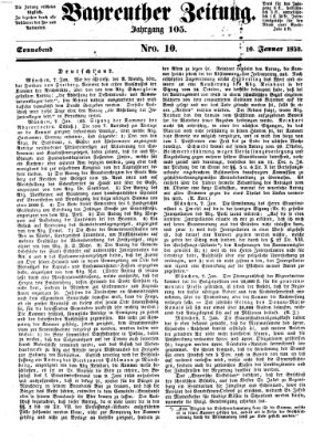 Bayreuther Zeitung Samstag 10. Januar 1852