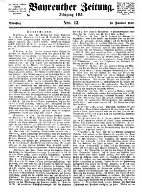 Bayreuther Zeitung Dienstag 13. Januar 1852