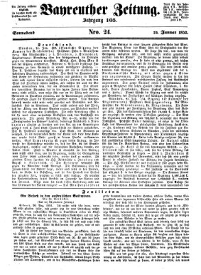 Bayreuther Zeitung Samstag 24. Januar 1852