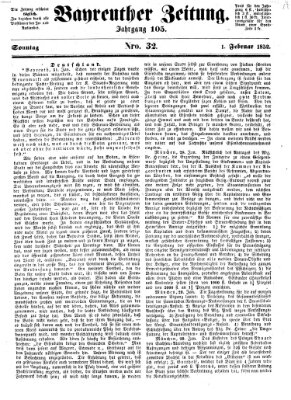 Bayreuther Zeitung Sonntag 1. Februar 1852