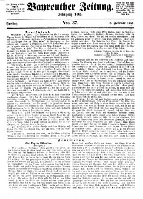 Bayreuther Zeitung Freitag 6. Februar 1852