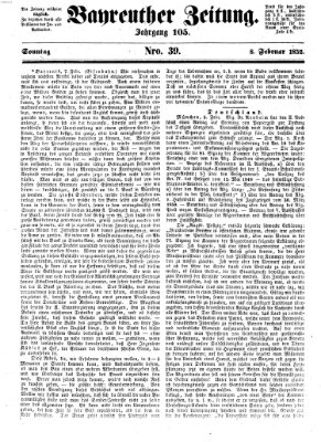 Bayreuther Zeitung Sonntag 8. Februar 1852