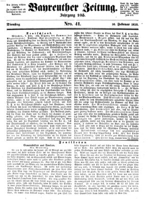 Bayreuther Zeitung Dienstag 10. Februar 1852