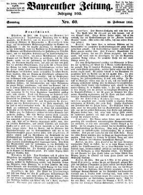 Bayreuther Zeitung Sonntag 29. Februar 1852