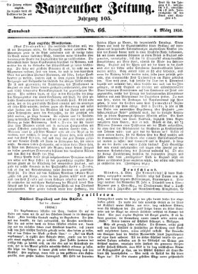 Bayreuther Zeitung Samstag 6. März 1852