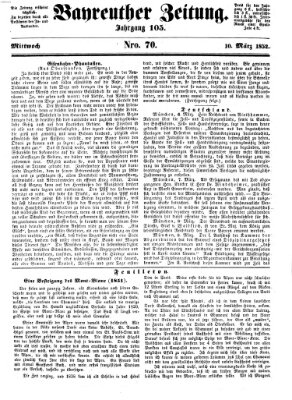 Bayreuther Zeitung Mittwoch 10. März 1852