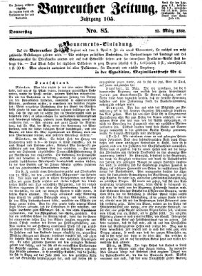 Bayreuther Zeitung Donnerstag 25. März 1852