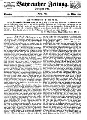 Bayreuther Zeitung Sonntag 28. März 1852