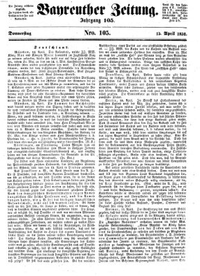 Bayreuther Zeitung Donnerstag 15. April 1852