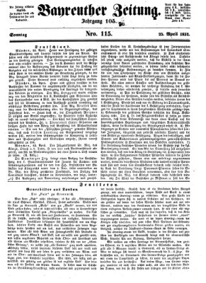 Bayreuther Zeitung Sonntag 25. April 1852