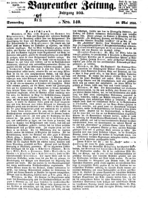 Bayreuther Zeitung Donnerstag 20. Mai 1852