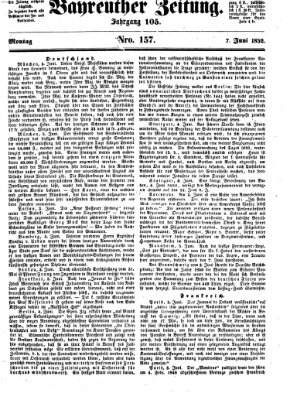 Bayreuther Zeitung Montag 7. Juni 1852