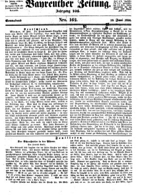 Bayreuther Zeitung Samstag 12. Juni 1852