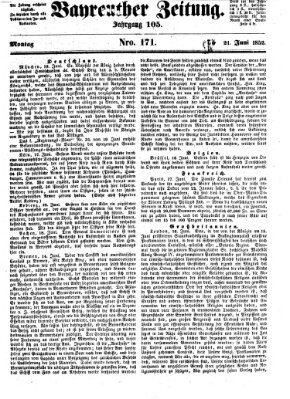 Bayreuther Zeitung Montag 21. Juni 1852