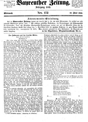 Bayreuther Zeitung Mittwoch 23. Juni 1852