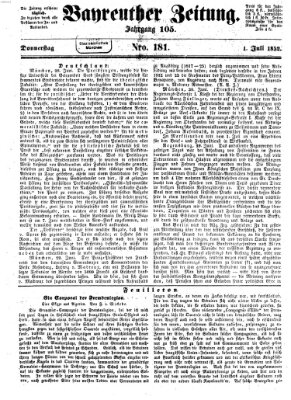 Bayreuther Zeitung Donnerstag 1. Juli 1852