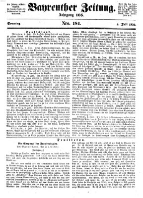 Bayreuther Zeitung Sonntag 4. Juli 1852