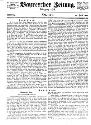 Bayreuther Zeitung Sonntag 11. Juli 1852