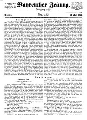 Bayreuther Zeitung Dienstag 13. Juli 1852