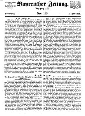 Bayreuther Zeitung Donnerstag 15. Juli 1852