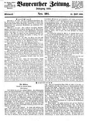 Bayreuther Zeitung Mittwoch 21. Juli 1852