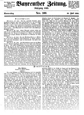 Bayreuther Zeitung Mittwoch 28. Juli 1852