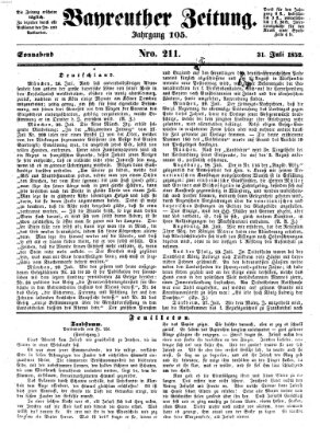 Bayreuther Zeitung Samstag 31. Juli 1852