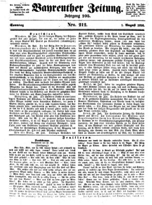 Bayreuther Zeitung Sonntag 1. August 1852