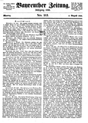 Bayreuther Zeitung Montag 2. August 1852