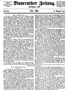 Bayreuther Zeitung Freitag 27. August 1852