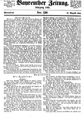 Bayreuther Zeitung Samstag 28. August 1852