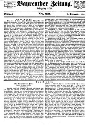 Bayreuther Zeitung Mittwoch 8. September 1852