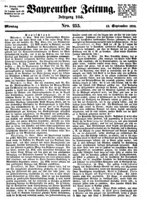 Bayreuther Zeitung Montag 13. September 1852