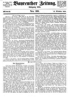 Bayreuther Zeitung Mittwoch 27. Oktober 1852