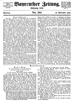 Bayreuther Zeitung Sonntag 21. November 1852