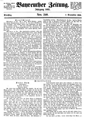 Bayreuther Zeitung Dienstag 7. Dezember 1852