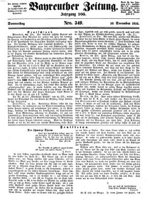 Bayreuther Zeitung Donnerstag 16. Dezember 1852