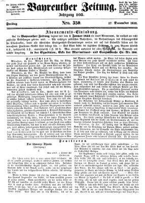 Bayreuther Zeitung Freitag 17. Dezember 1852