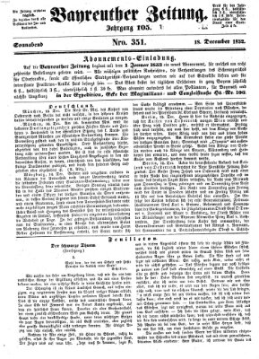 Bayreuther Zeitung Samstag 18. Dezember 1852