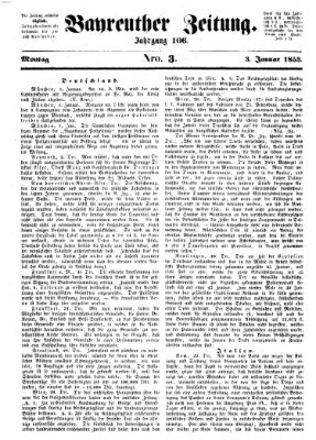 Bayreuther Zeitung Montag 3. Januar 1853