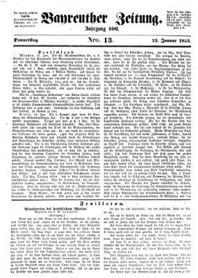 Bayreuther Zeitung Donnerstag 13. Januar 1853