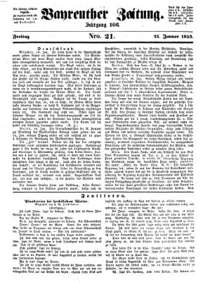 Bayreuther Zeitung Freitag 21. Januar 1853