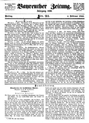 Bayreuther Zeitung Freitag 4. Februar 1853