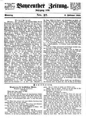 Bayreuther Zeitung Sonntag 6. Februar 1853