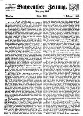 Bayreuther Zeitung Montag 7. Februar 1853