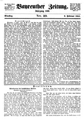 Bayreuther Zeitung Dienstag 8. Februar 1853