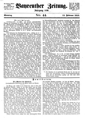 Bayreuther Zeitung Sonntag 13. Februar 1853