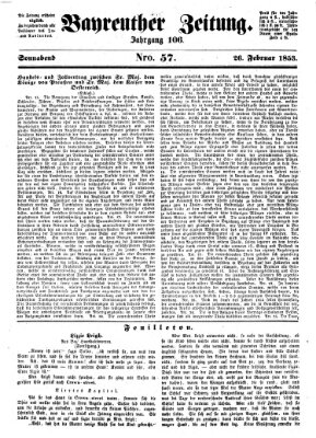 Bayreuther Zeitung Samstag 26. Februar 1853