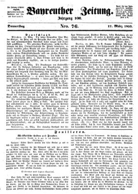 Bayreuther Zeitung Donnerstag 17. März 1853