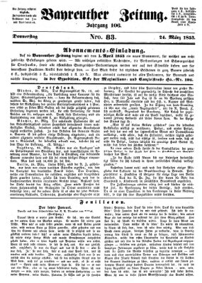 Bayreuther Zeitung Donnerstag 24. März 1853